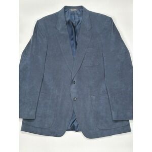 Stanton Hanny's Menswear Suede Like Blazer Jacket Blue Two Button Lapel Pockets